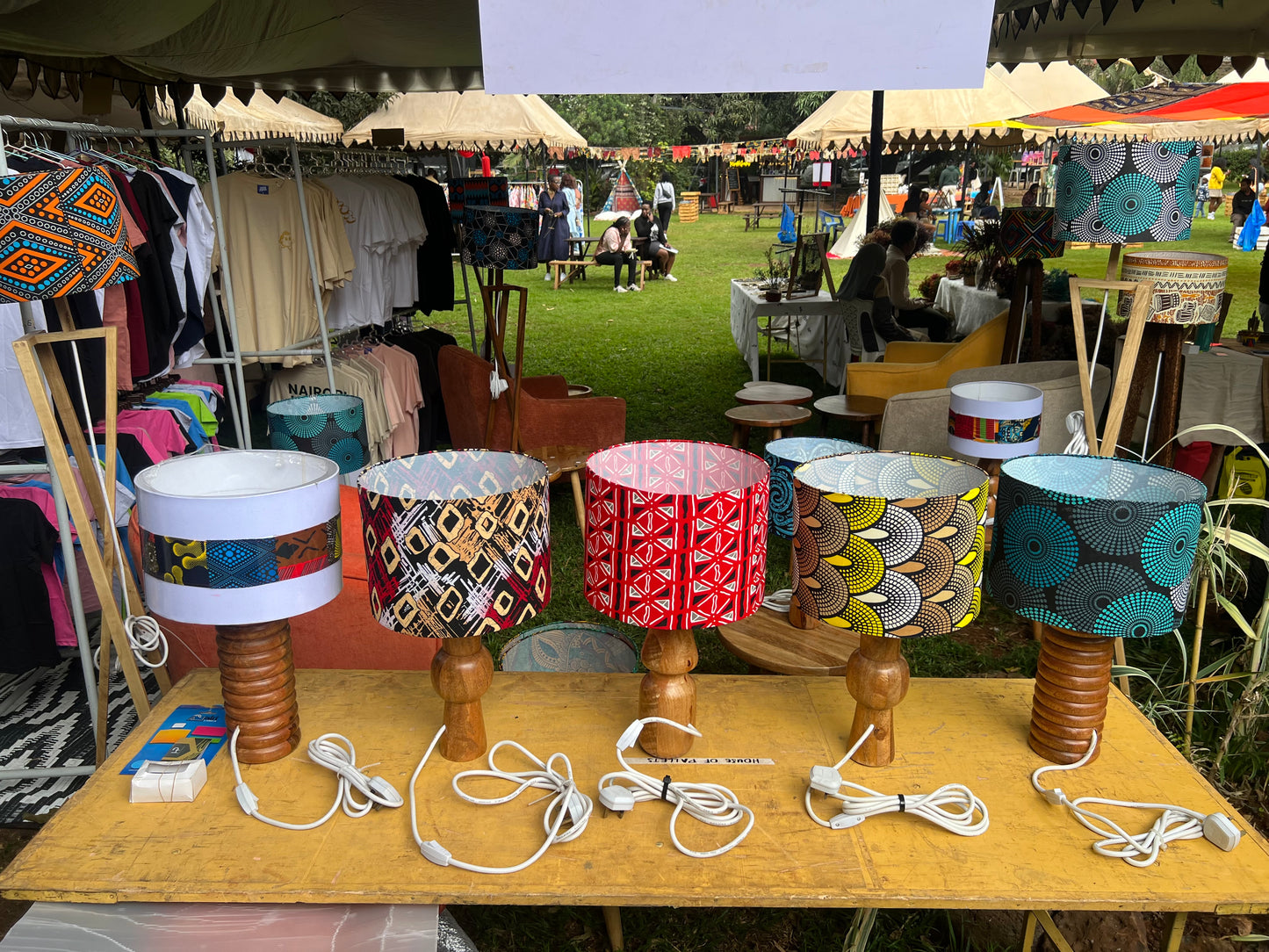Colorful wooden Bedside lamp with african touch in Nairobi Kenya