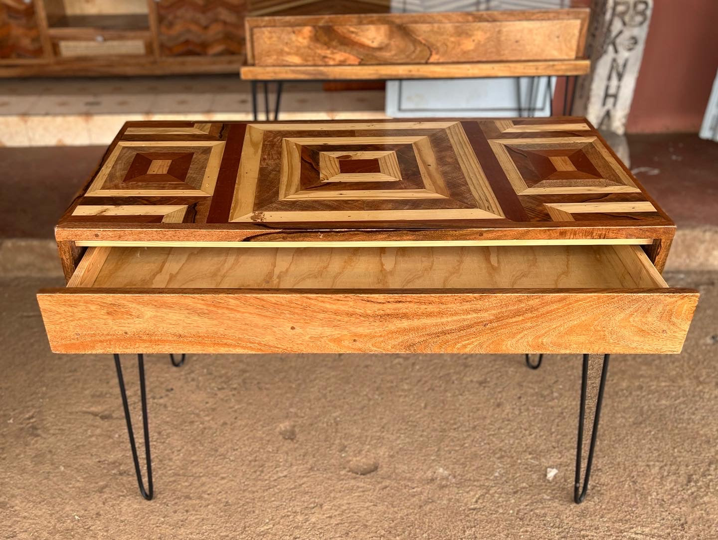 Mango wood pattern home office desk with a mix of mahogany wood