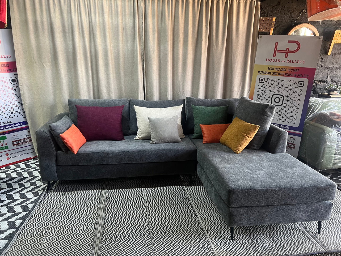 Dark grey l-shape sofa for ksh 90,000