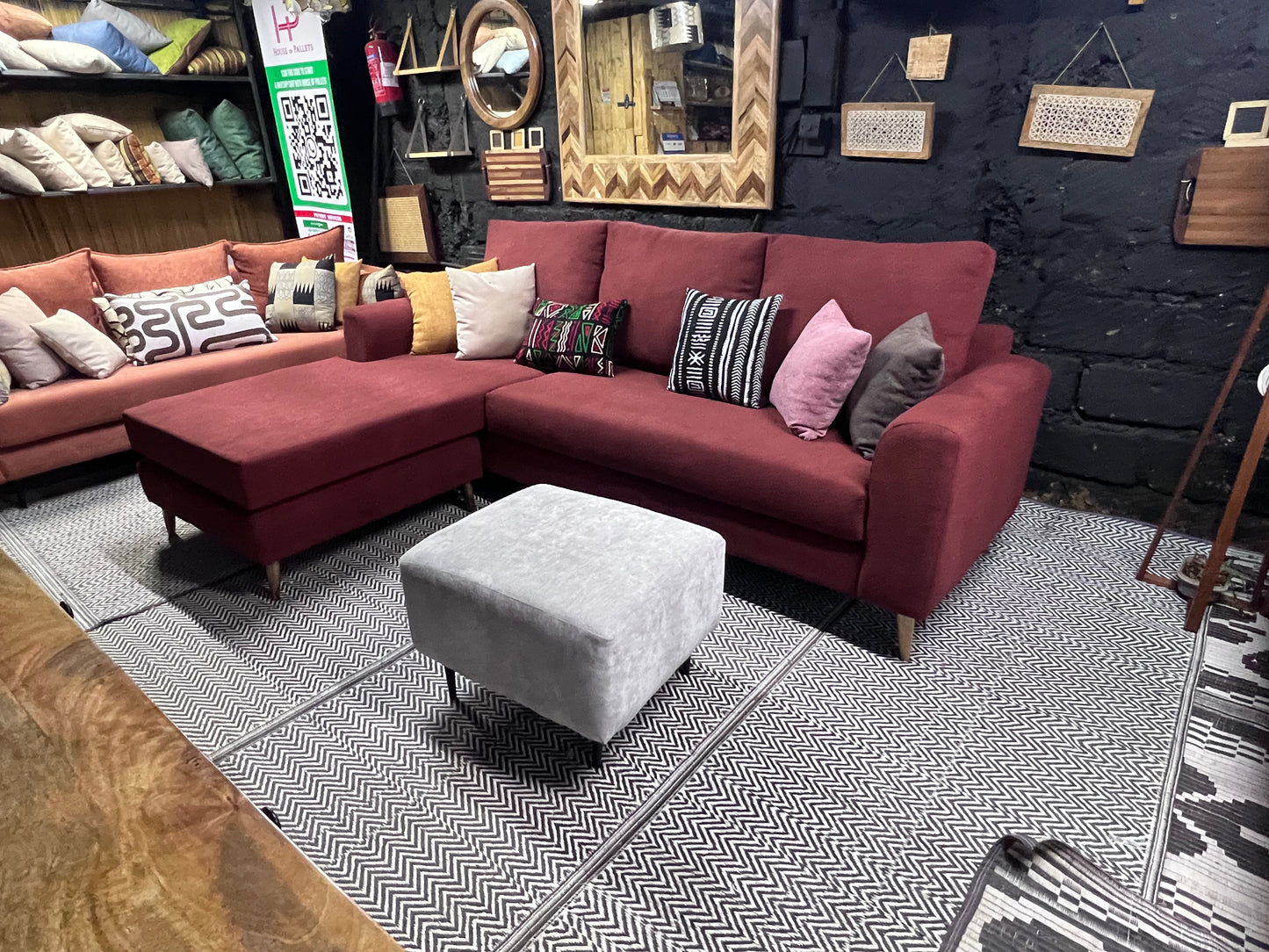 Maroon l-shape sofa for ksh 90,000