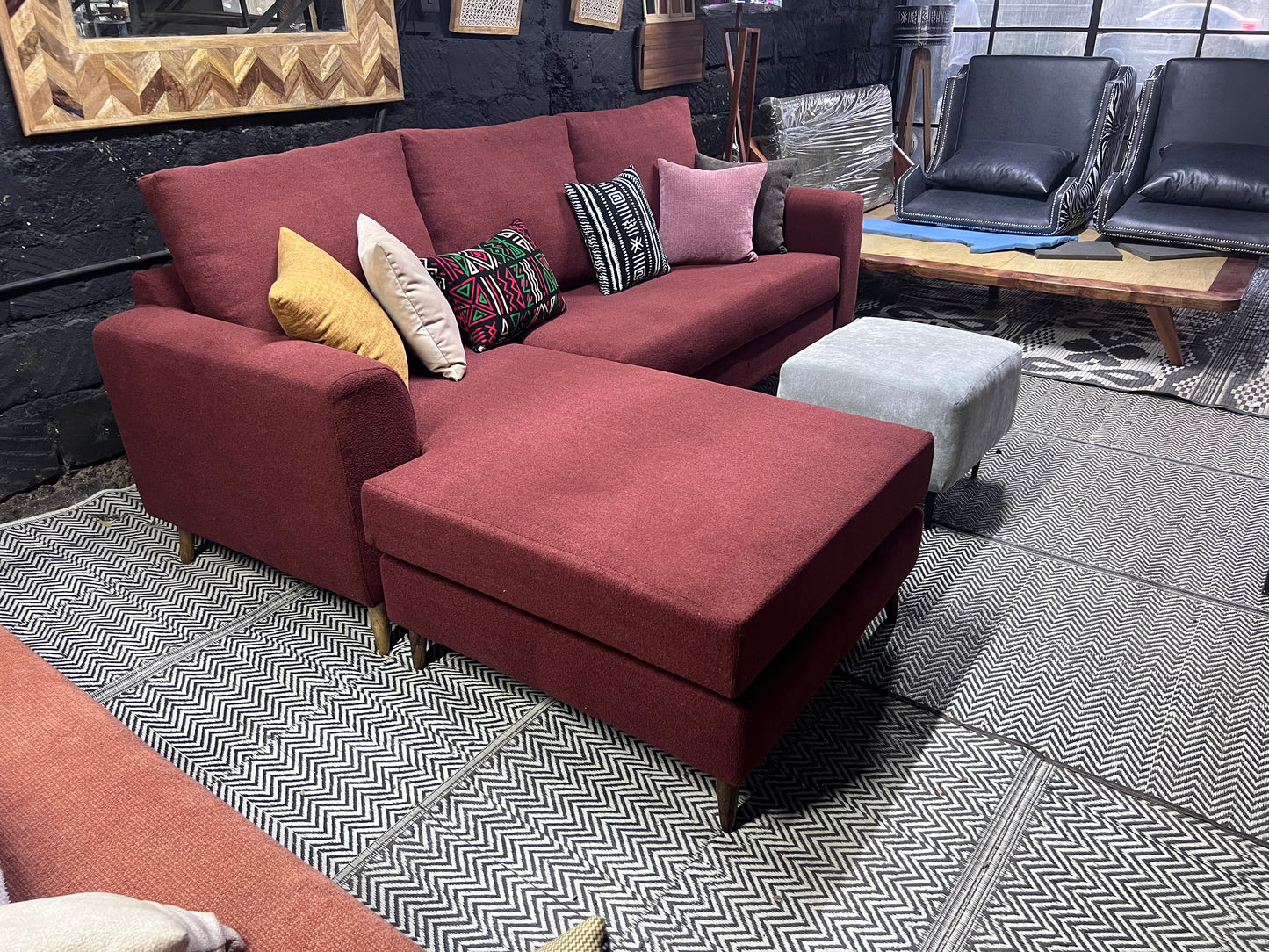 Maroon l-shape sofa for ksh 90,000