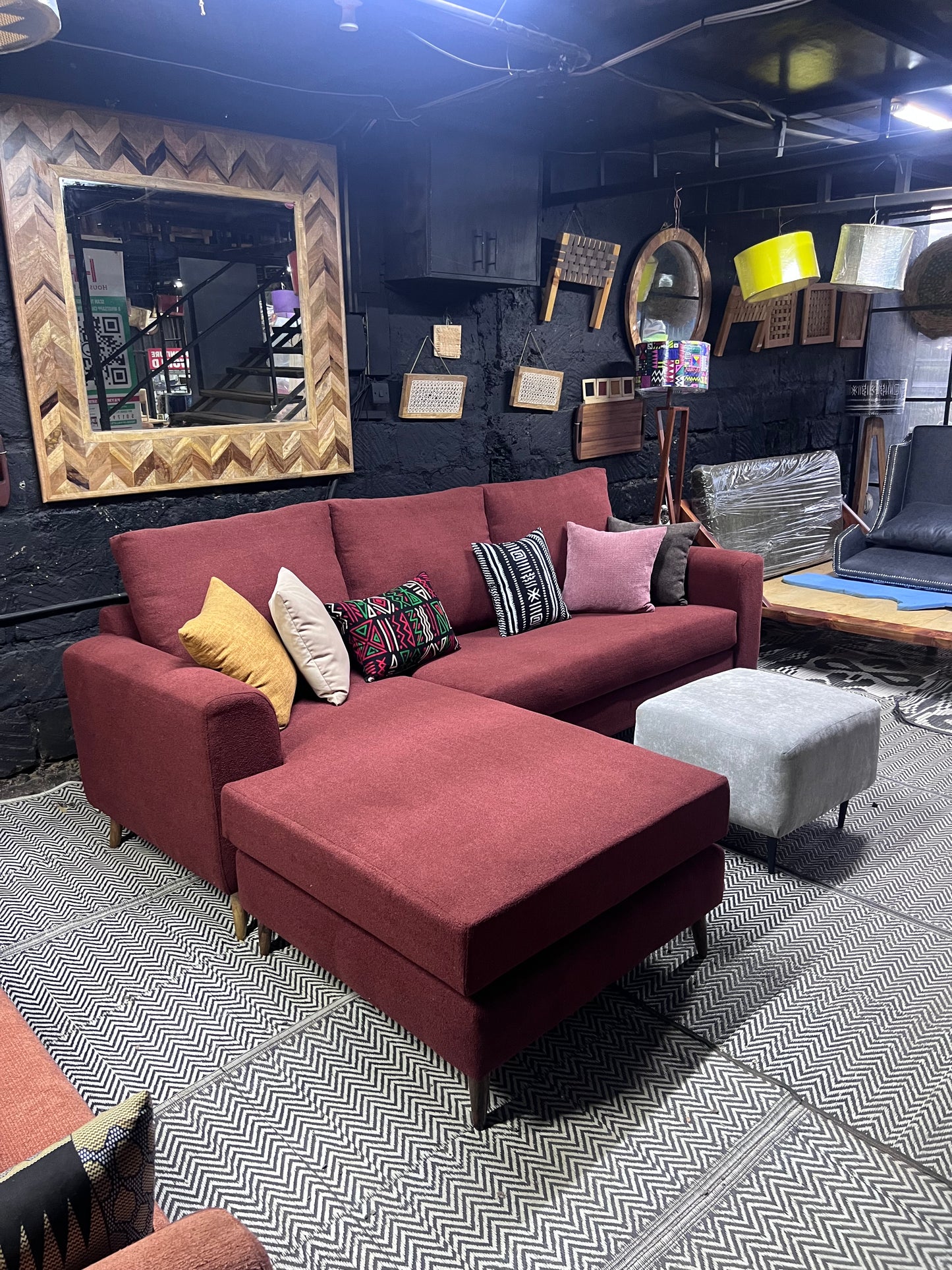 Maroon l-shape sofa for ksh 90,000