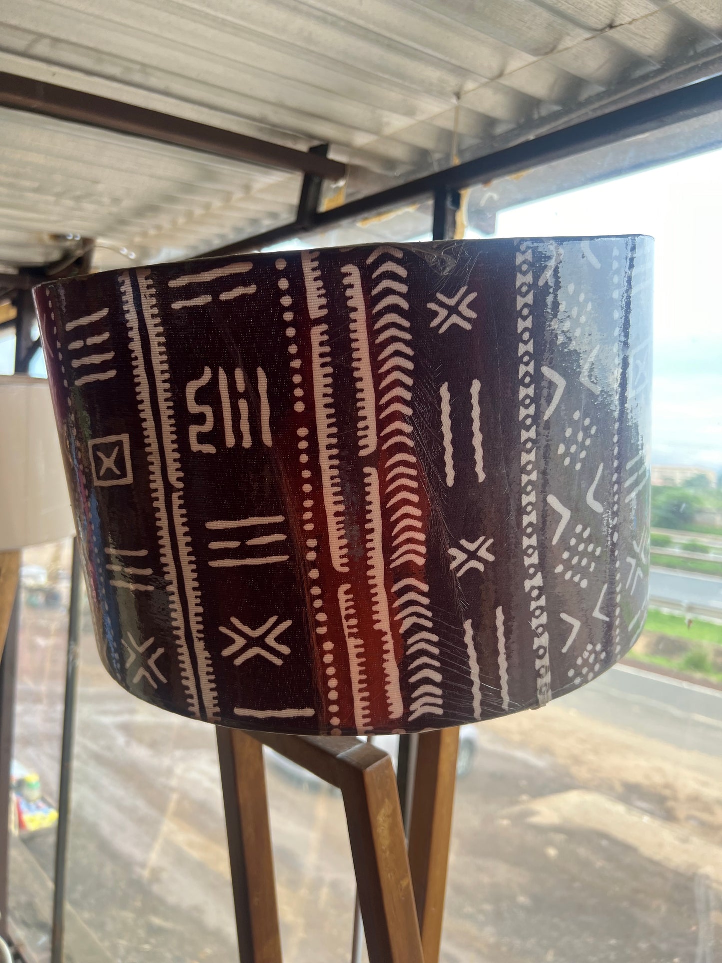 Ceiling lampshade crafted with tribal pattern