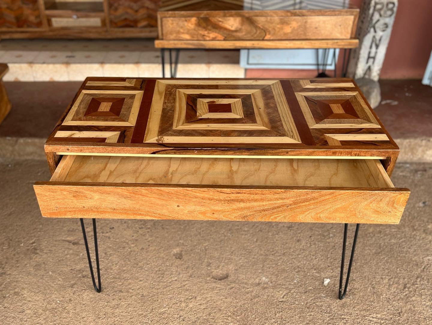 Mango wood pattern home office desk with a mix of mahogany wood