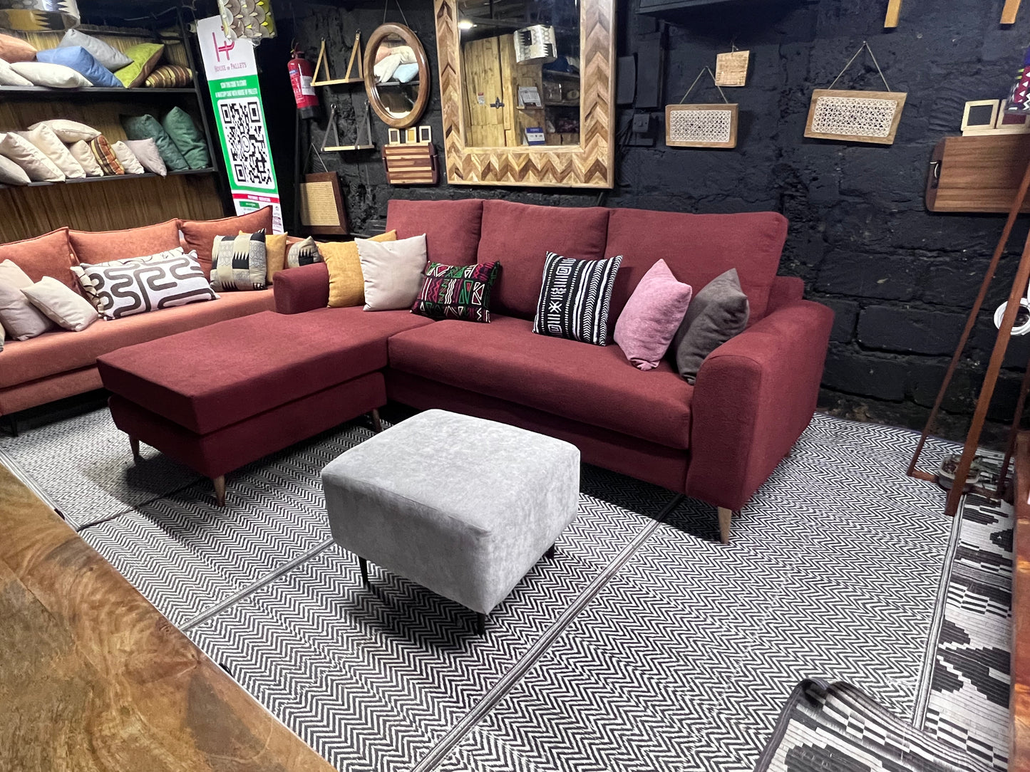 Maroon l-shape sofa for ksh 90,000