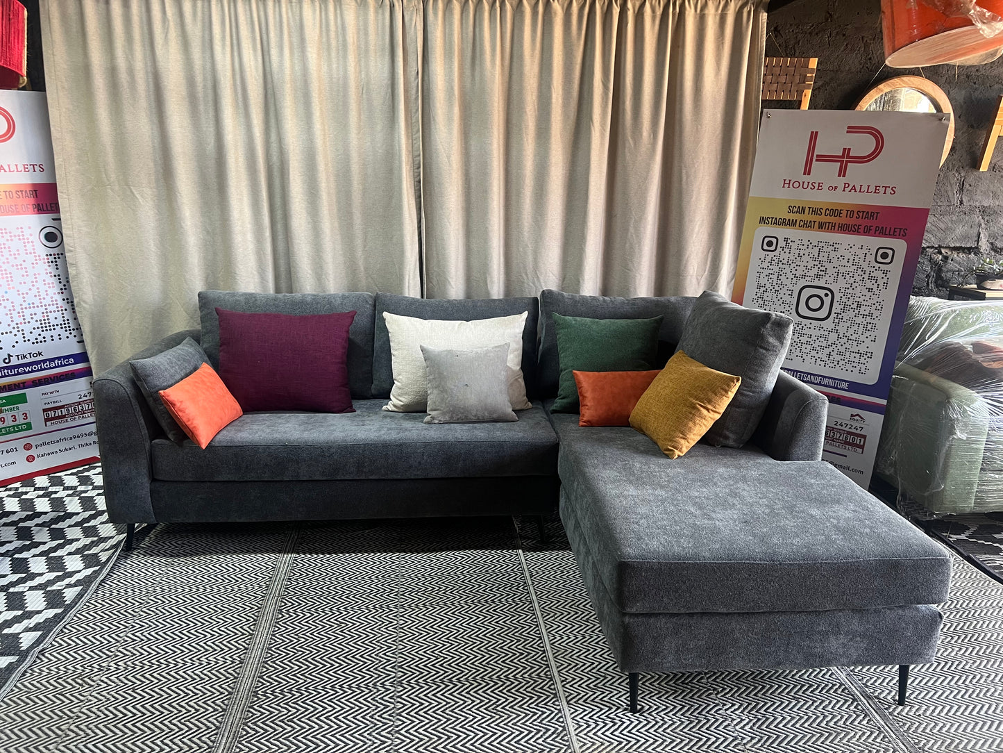 Dark grey l-shape sofa for ksh 90,000
