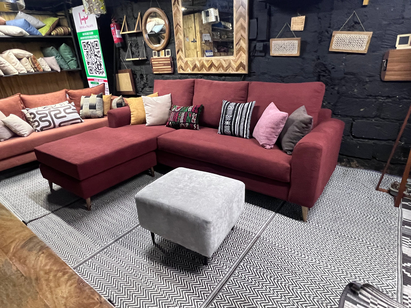 Maroon l-shape sofa for ksh 90,000