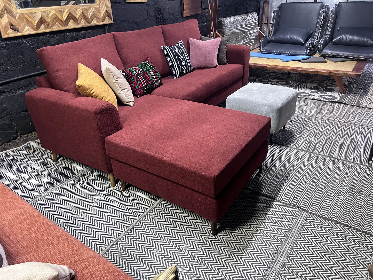 Maroon l-shape sofa for ksh 90,000