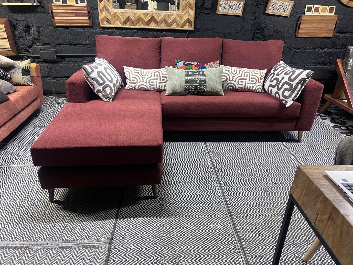 Maroon l-shape sofa for ksh 90,000