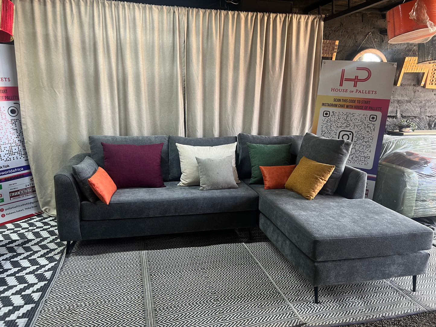 Dark grey l-shape sofa for ksh 90,000