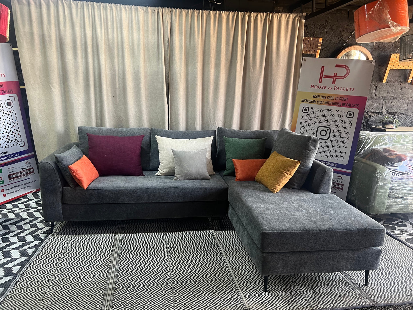 Dark grey l-shape sofa for ksh 90,000