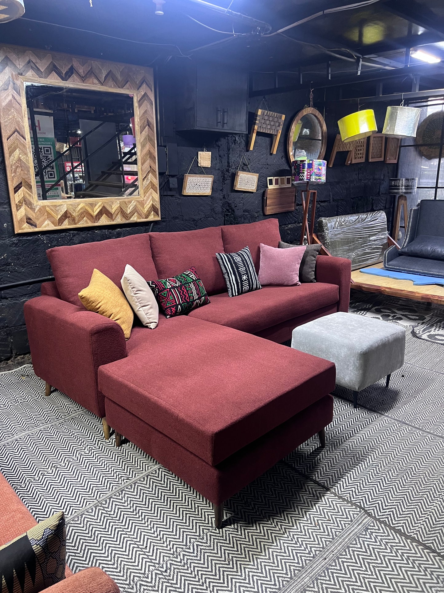 Maroon l-shape sofa for ksh 90,000