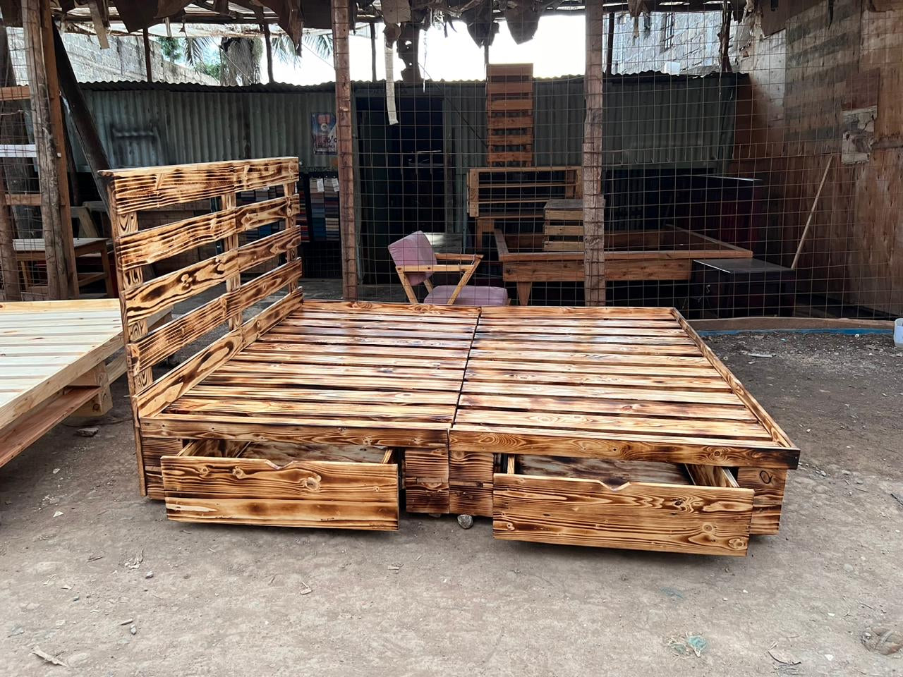Pallet Bed with Drawers