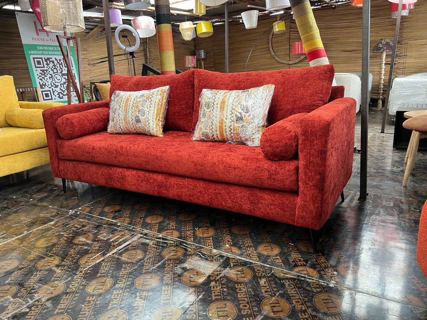 Burnt orange 3 seater sofa