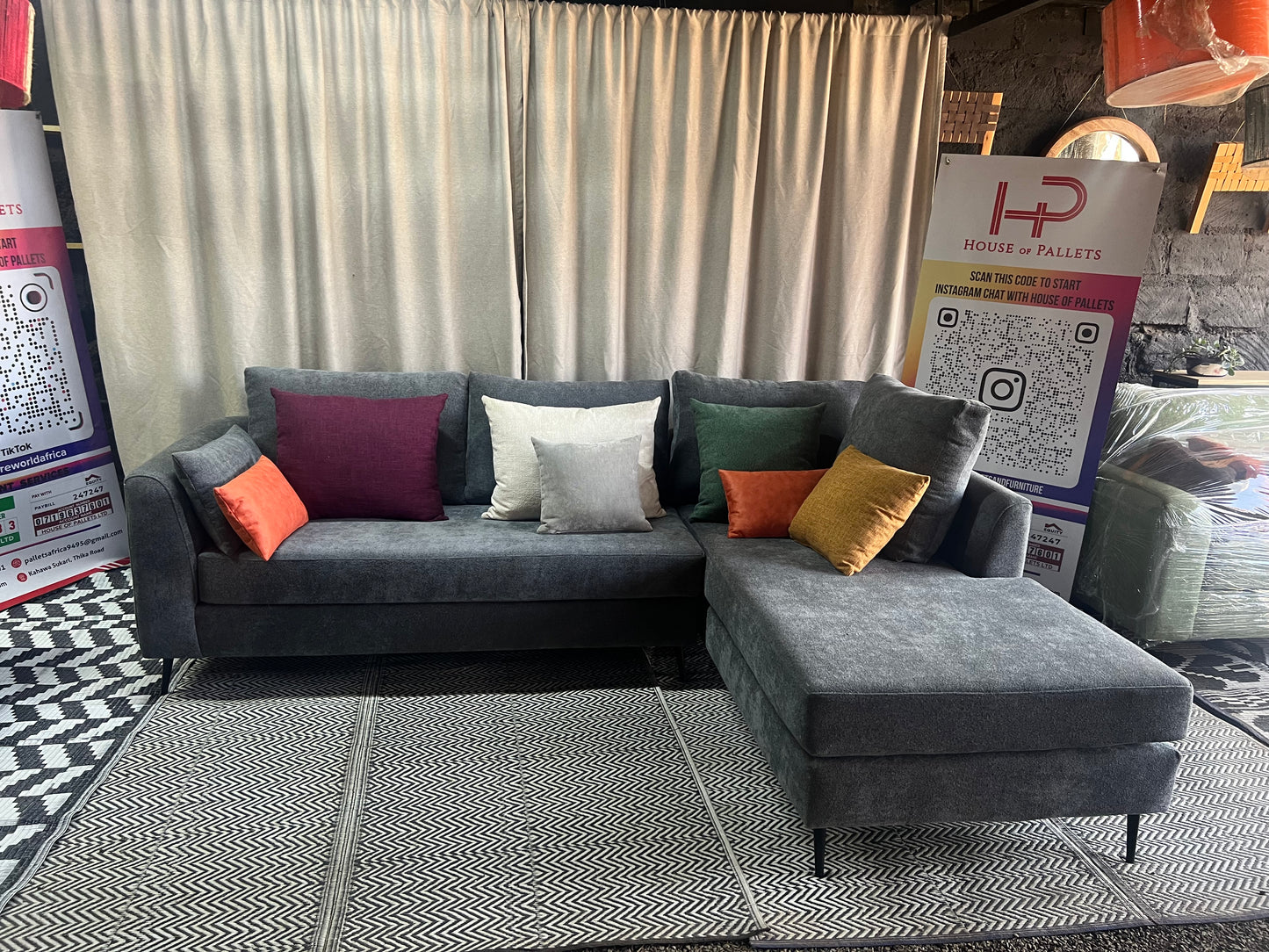 Dark grey l-shape sofa for ksh 90,000