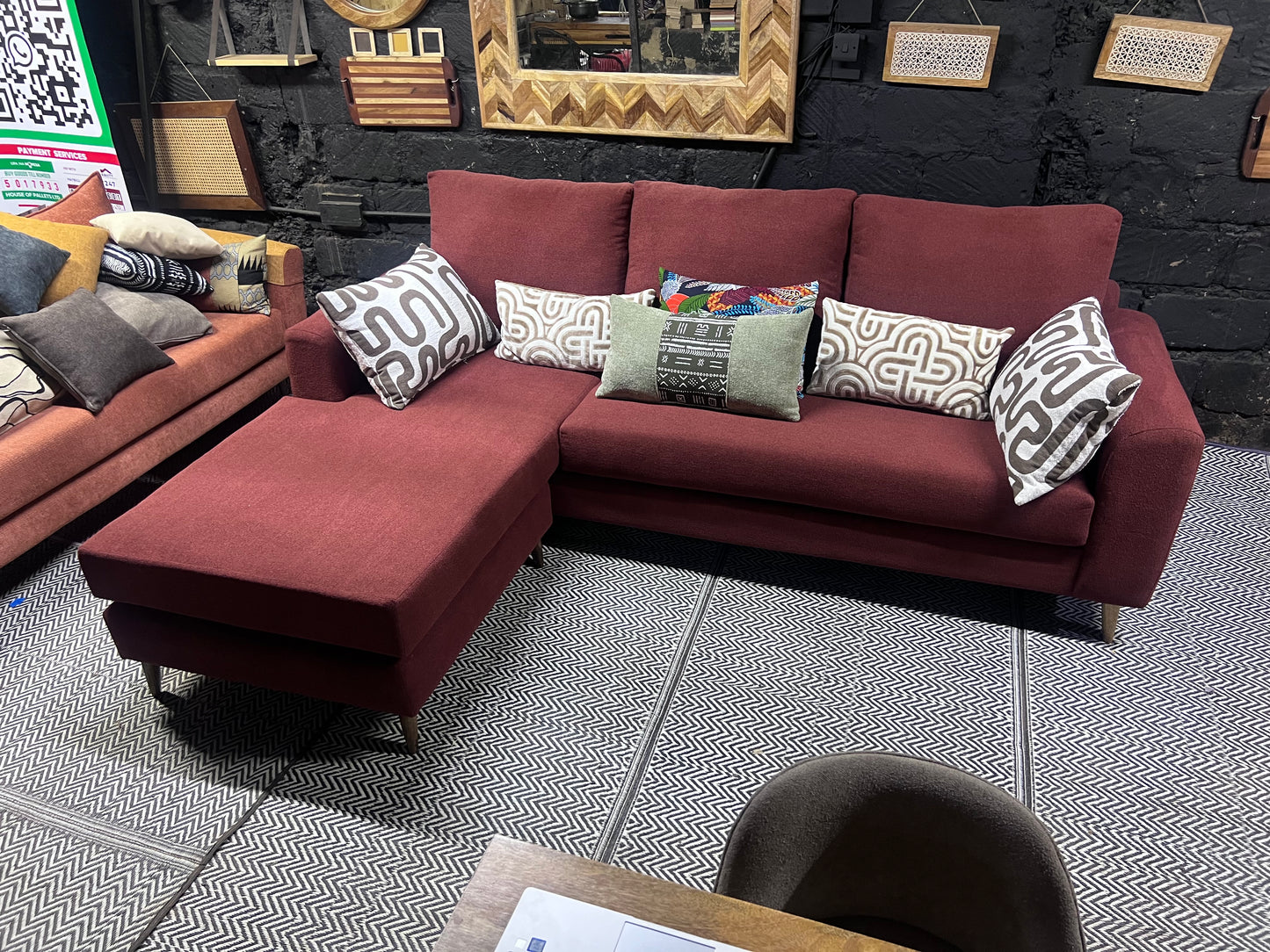 Maroon l-shape sofa for ksh 90,000