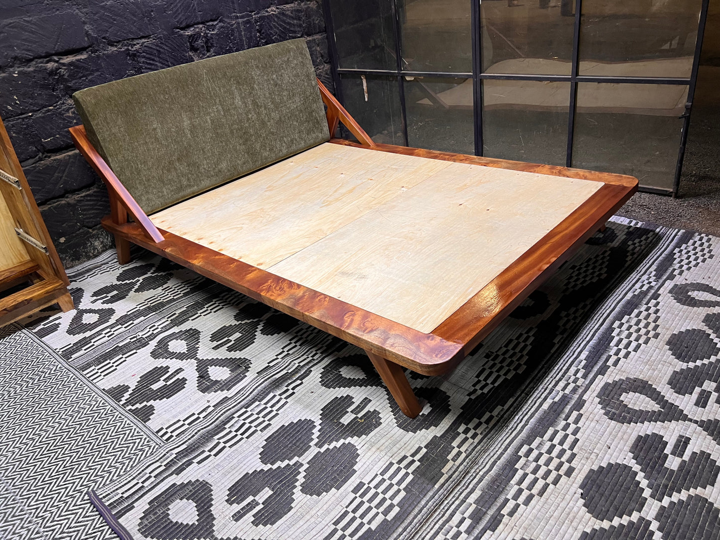 Mahogany upholstered bed with green headboard for ksh 90,000