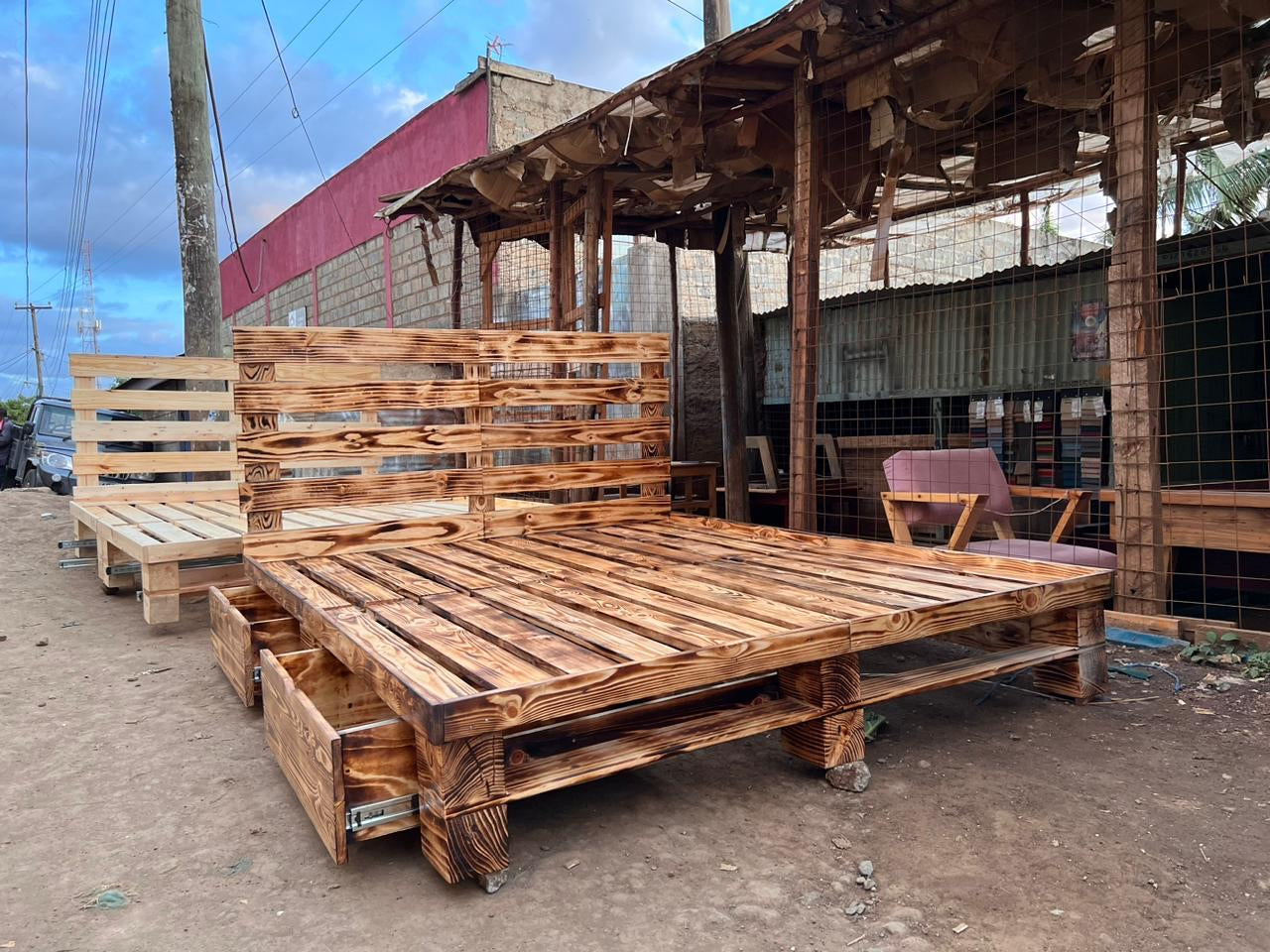 Pallet Bed with Drawers