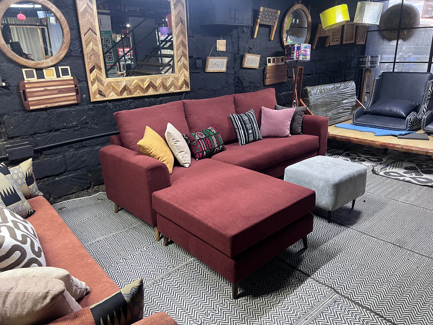 Maroon l-shape sofa for ksh 90,000
