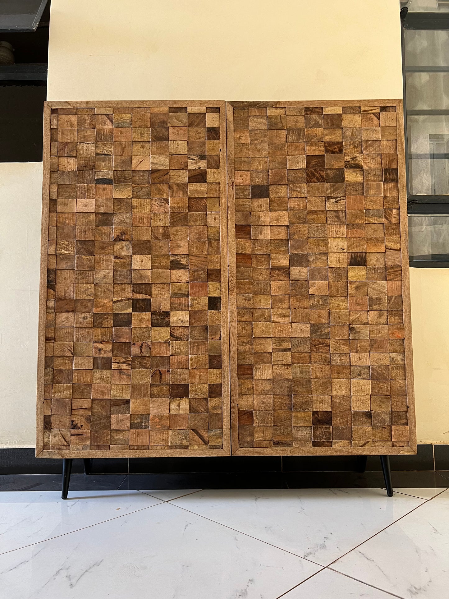 Solid Mango wood cabinet made with black mdf in Nairobi Kenya