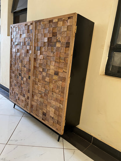 Mango wood cabinet made with black mdf