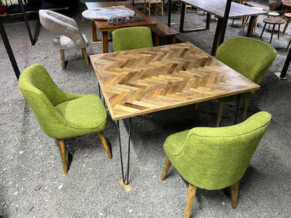 Mango wood chevron dining table set