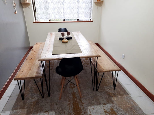 White Pine Dining Set with Pin Legs