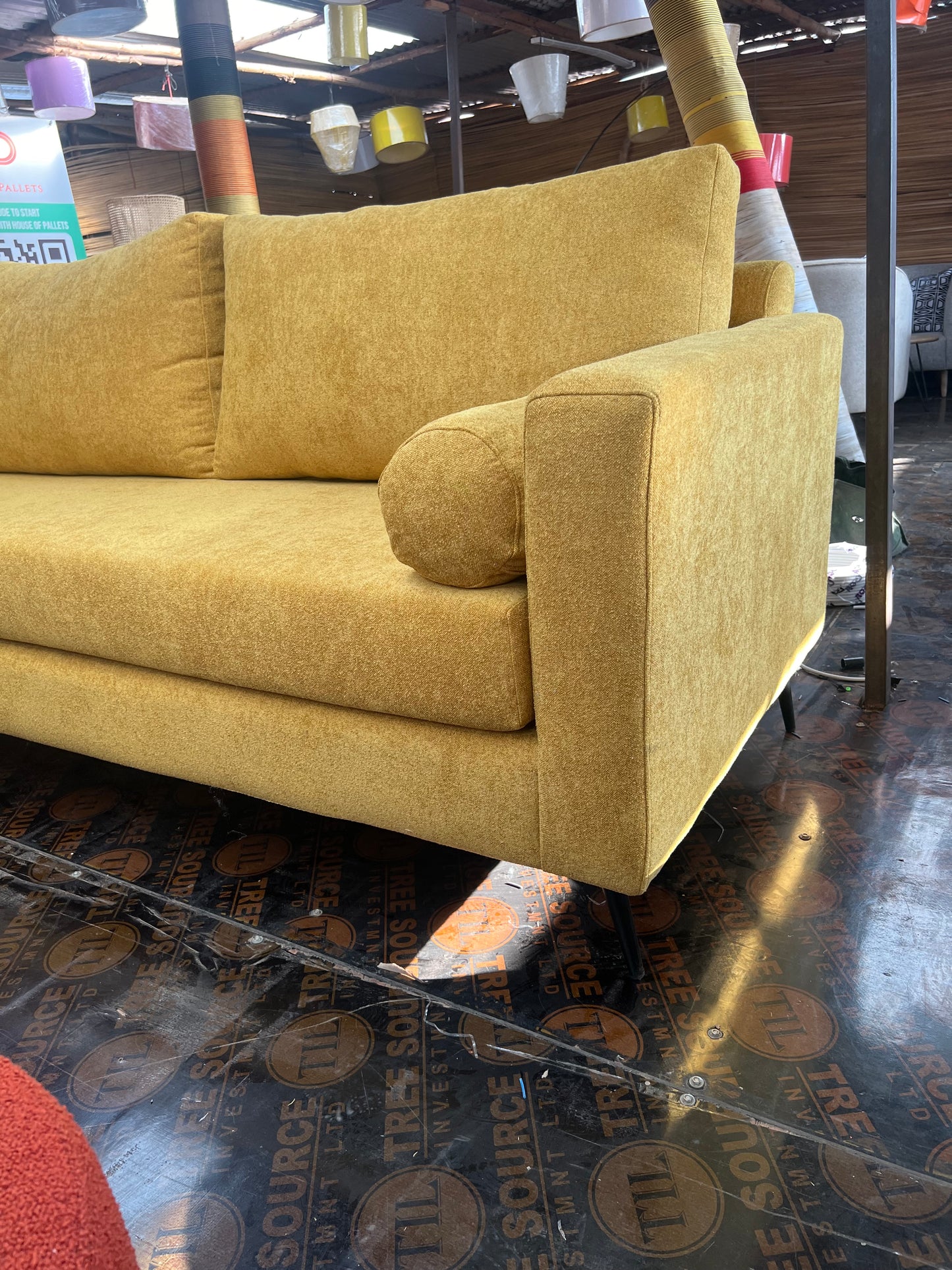 Yellow 3 seater sofa