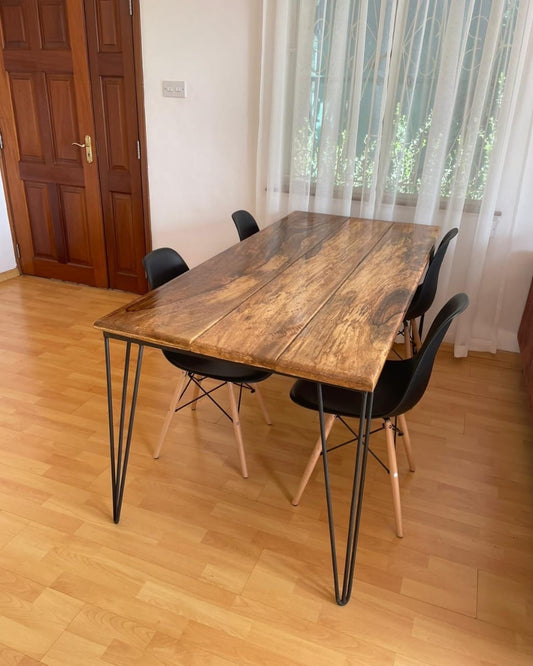 Mango wood Dining Table with metal pin legs