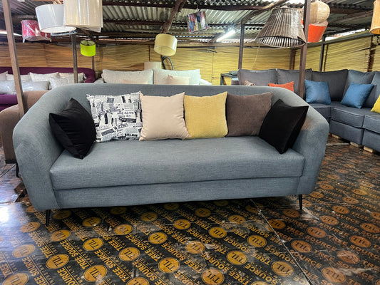 Grey 3 seater sofa with throw pillows