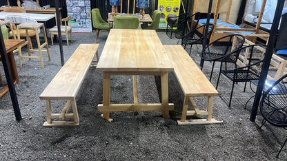 Cypress table and benches set