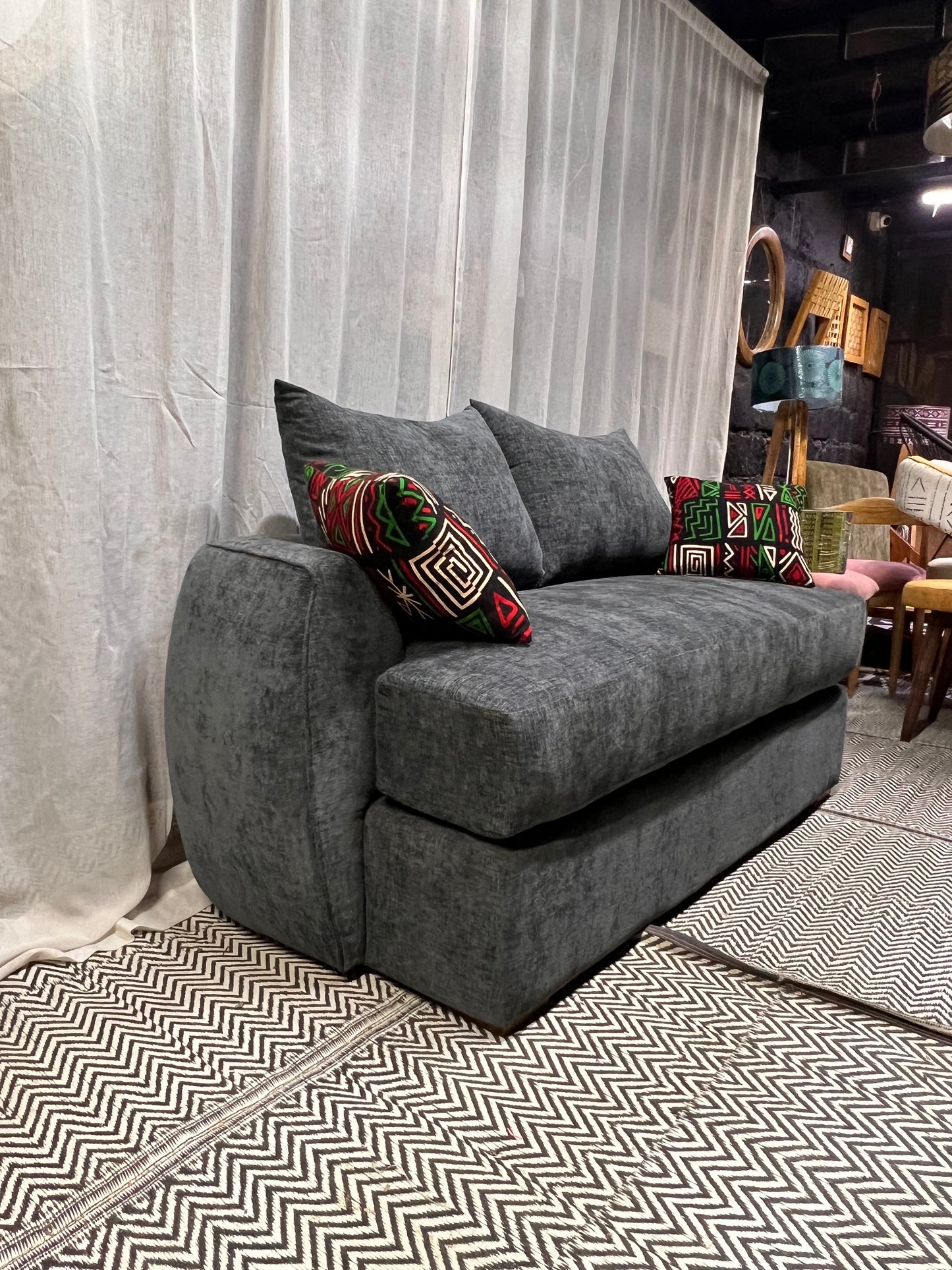 Curved grey 3 seater for ksh 75,000