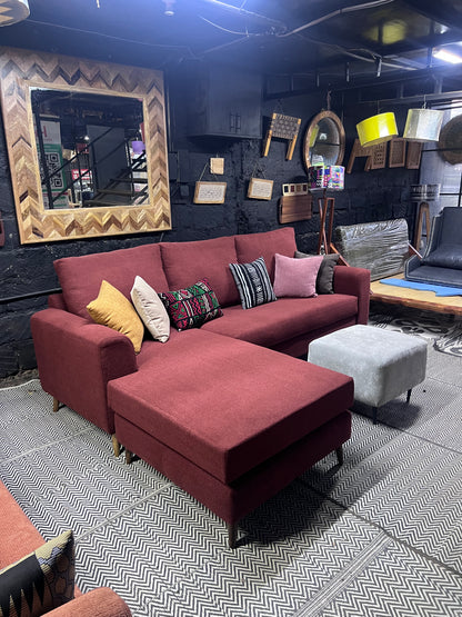 Maroon l-shape sofa for ksh 90,000