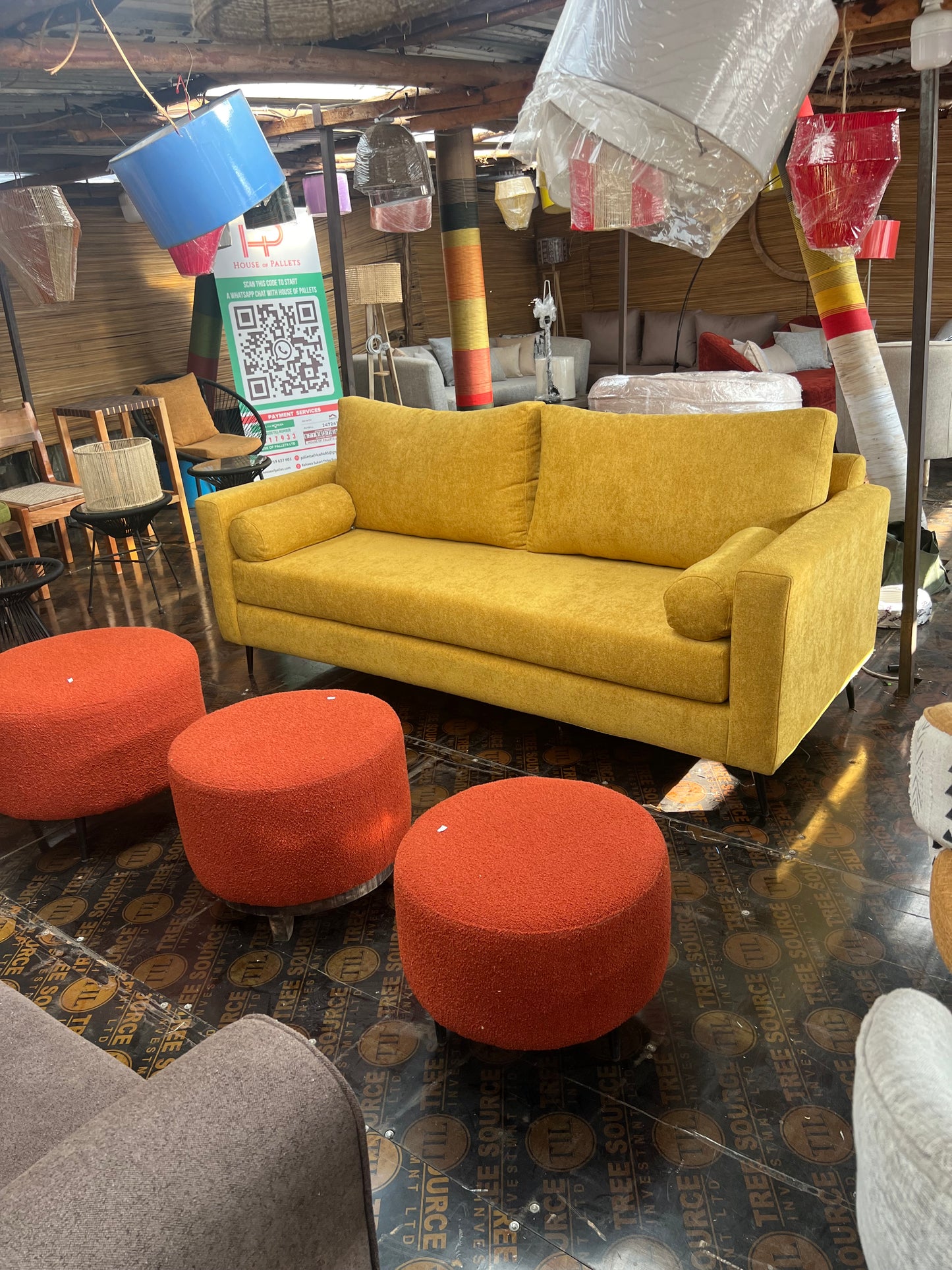 Yellow 3 seater sofa