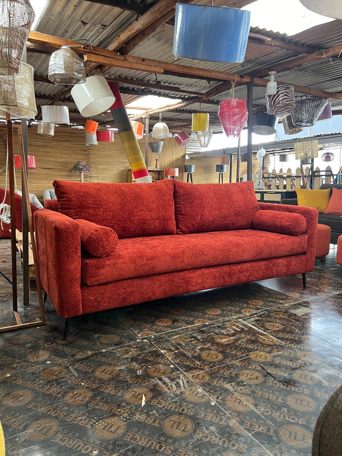 Burnt orange 3 seater sofa