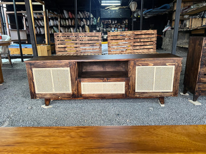 Dark oak stained white pine tv stand