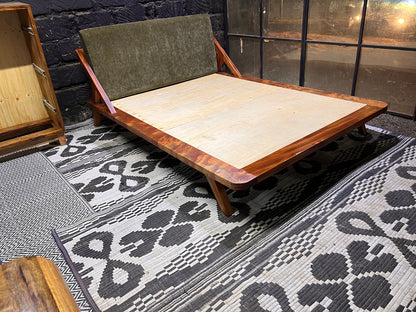 Mahogany upholstered bed with green headboard for ksh 90,000