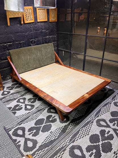 Mahogany upholstered bed with green headboard for ksh 90,000