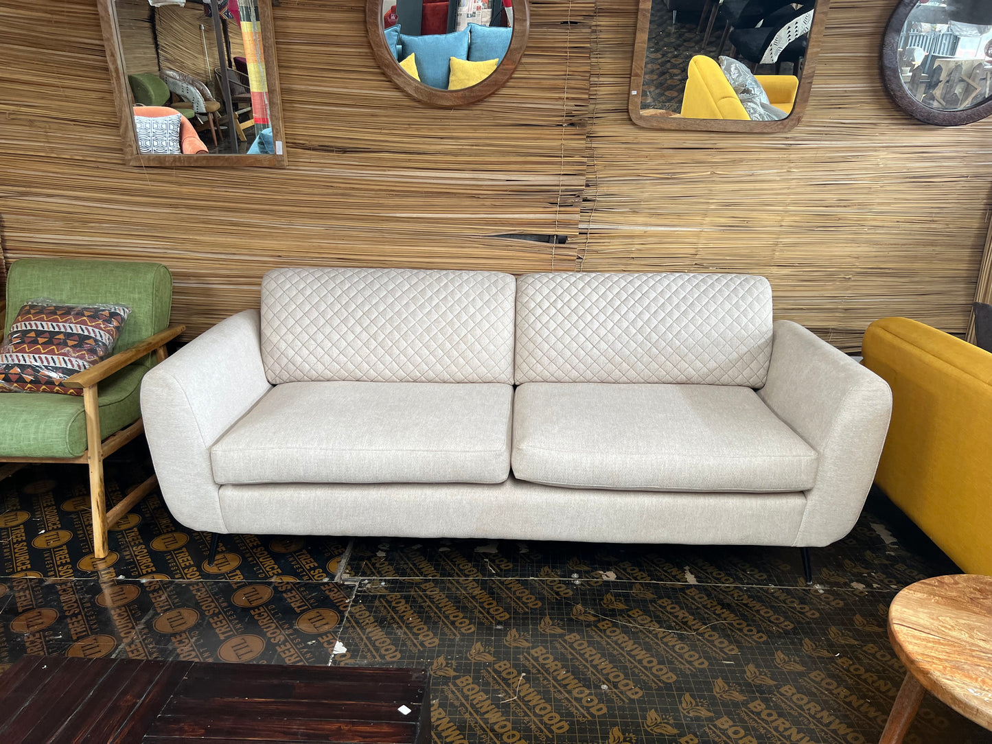 Quilted 3 seater sofa available