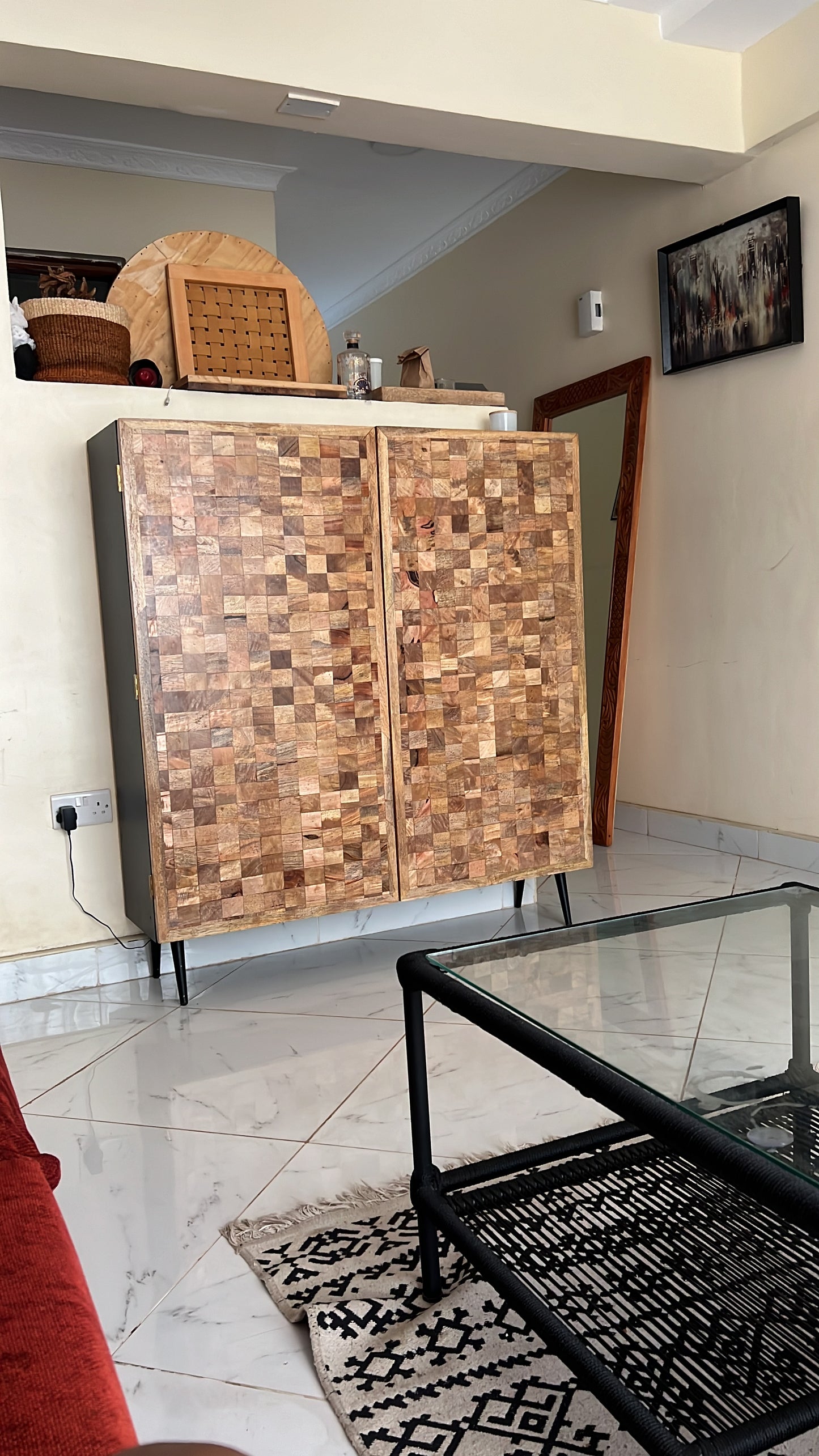 Mango wood cabinet with mdf board