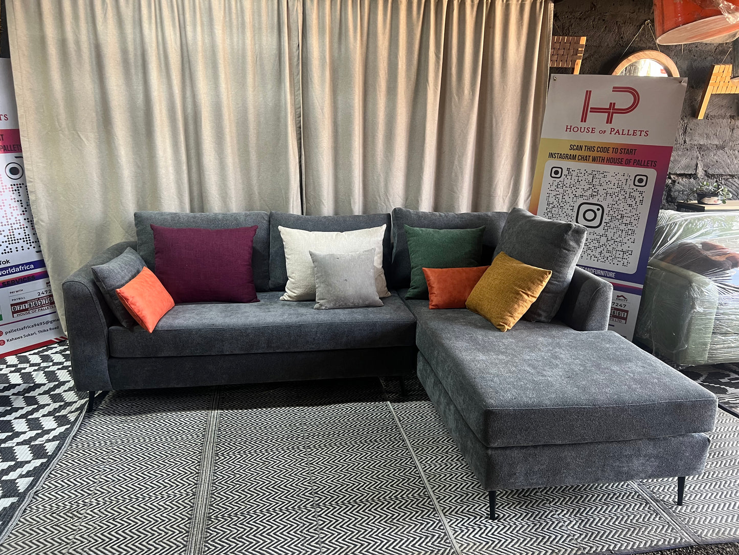 Dark grey l-shape sofa for ksh 90,000