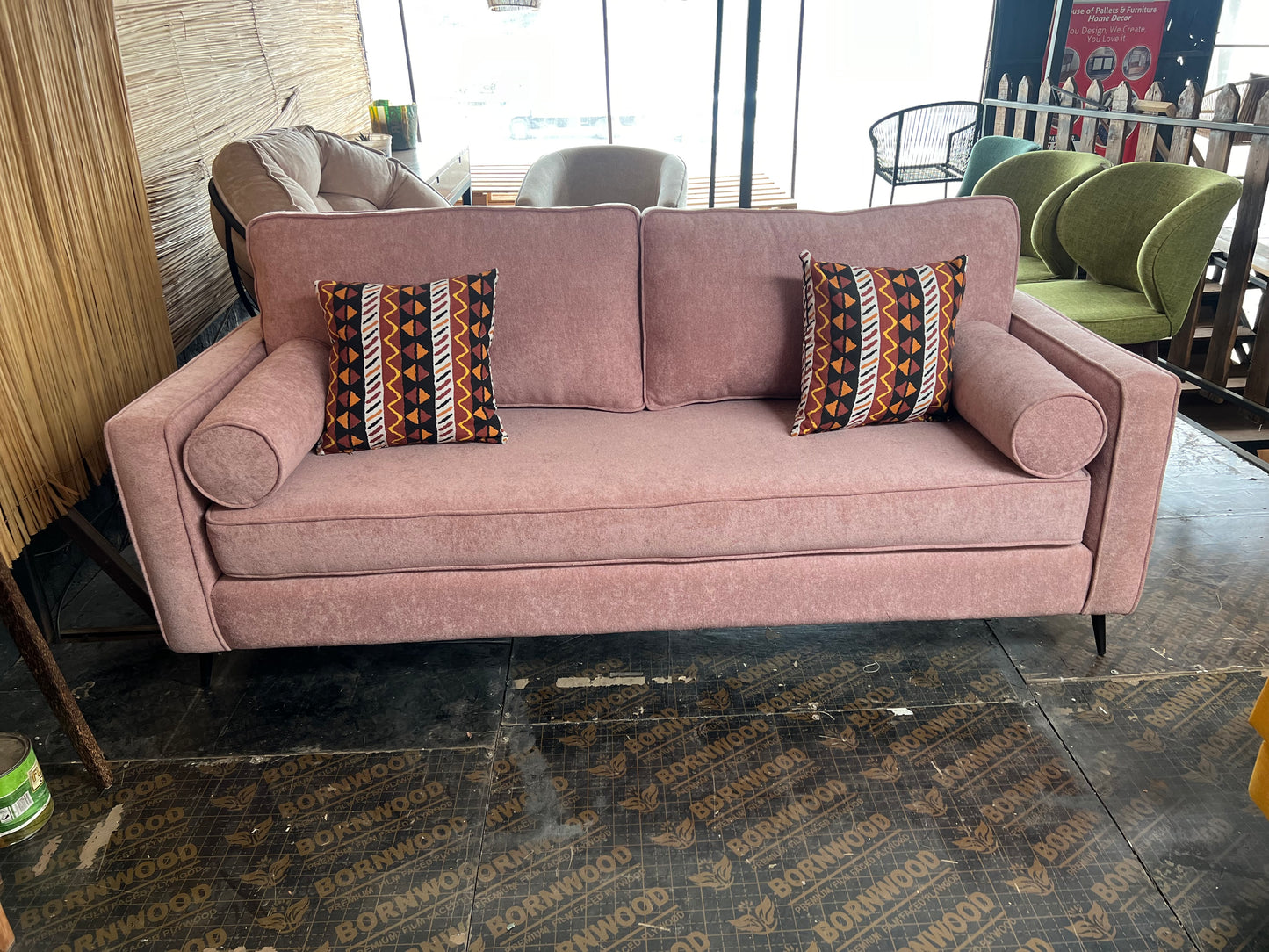 Pink 3 seater sofa