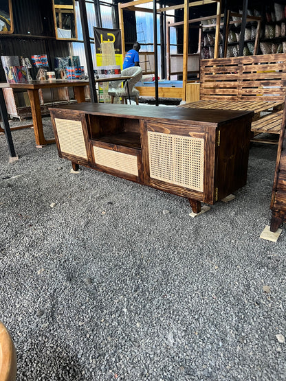 Dark oak stained white pine tv stand