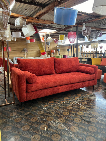 Burnt orange 3 seater sofa