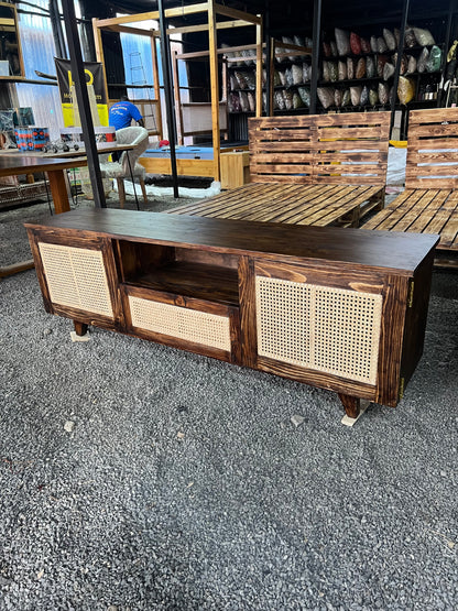 Dark oak stained white pine tv stand