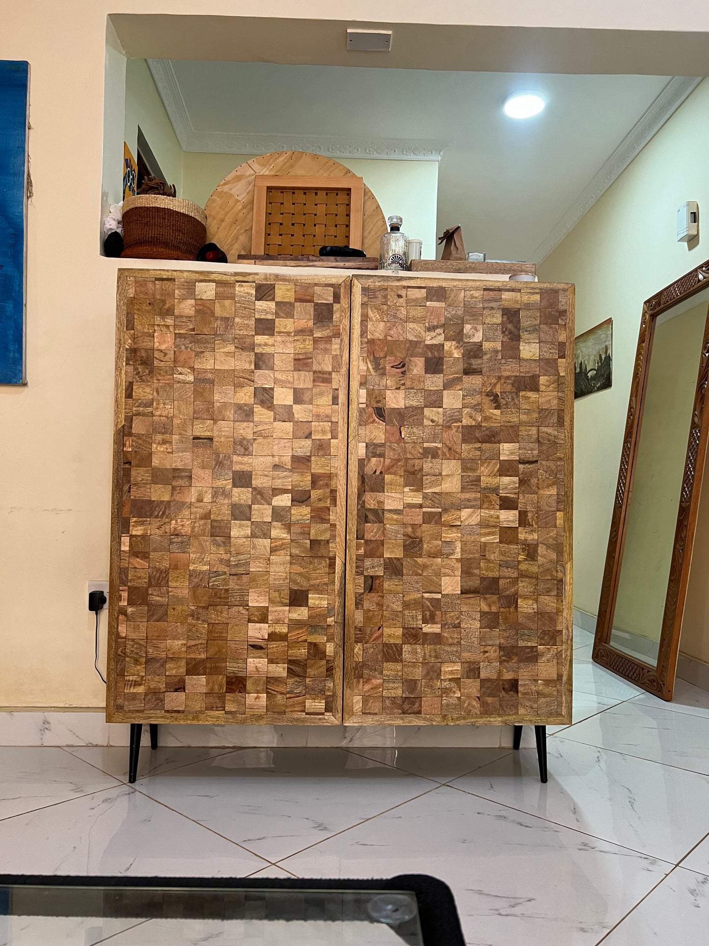 Mango wood cabinet with mdf board