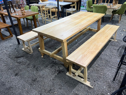 Cypress table and benches set