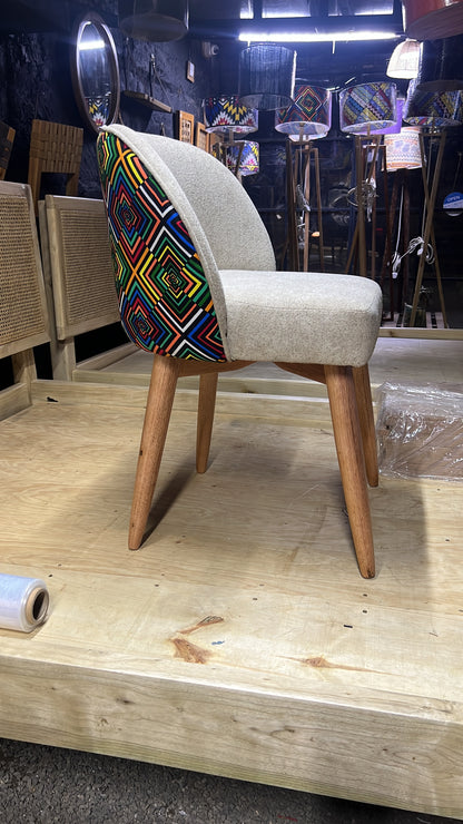 Dining seat with kitenge and grey fabric