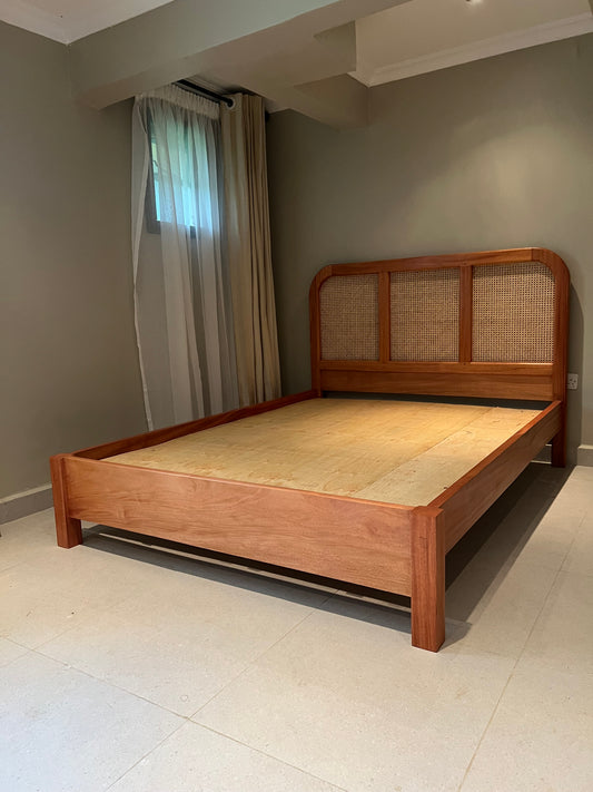 Mahogany arch rattan bed