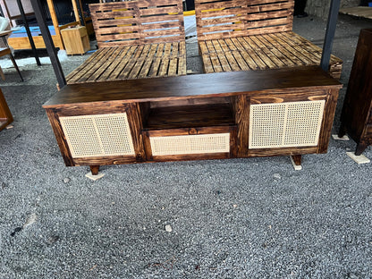 Dark oak stained white pine tv stand